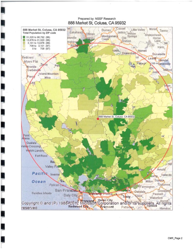NSSF population map for the Colusa trade area
